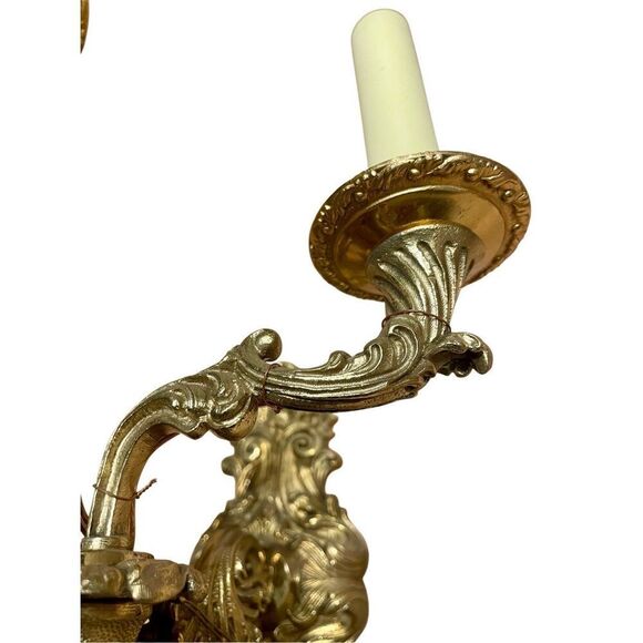 Vintage Spanish Gilded Brass 2-light Sconce - Picture 2 of 7